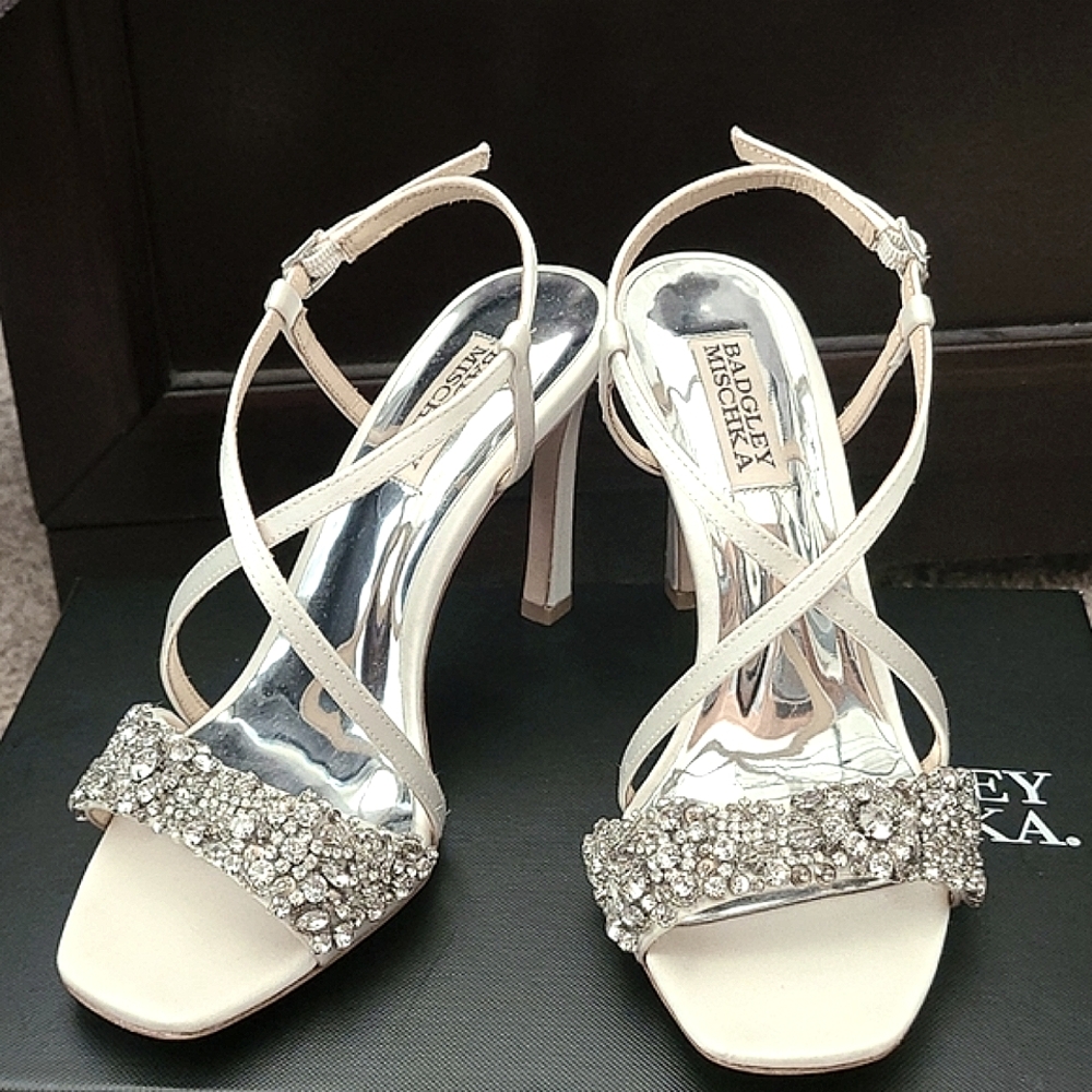 Badgley Mischka Elana White Satin Heel